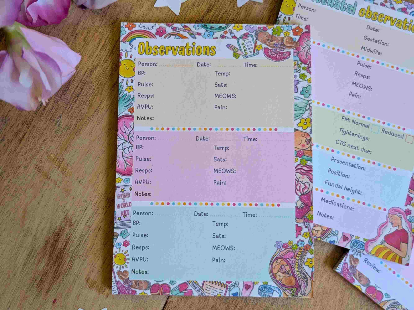 Student Midwife Observation Notepads: Set of 3 Tear-off Pads for Student Midwives Gift Idea