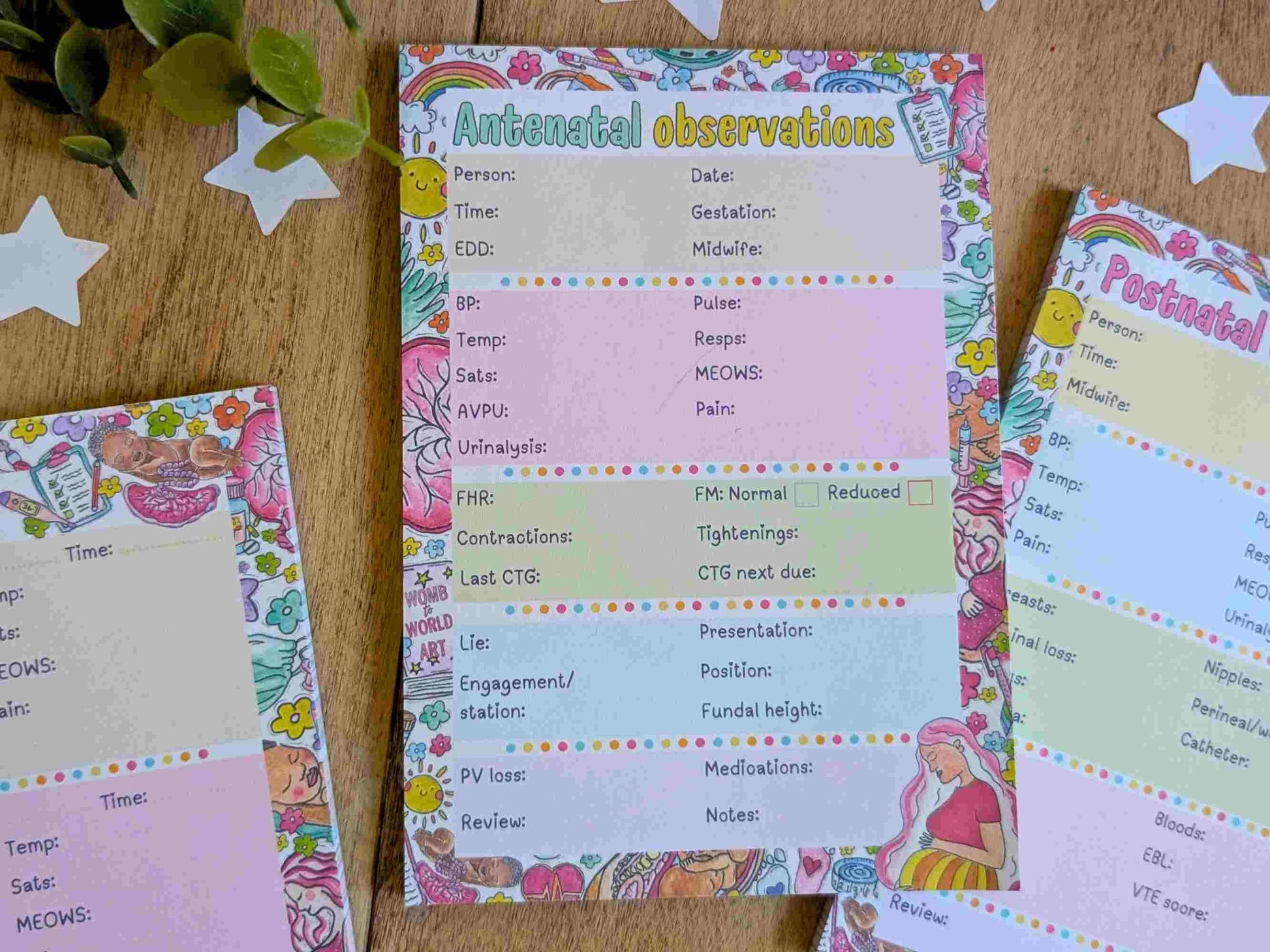 Student Midwife Observation Notepads: Set of 3 Tear-off Pads for Student Midwives Gift Idea