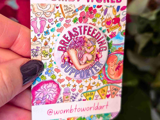 Breastfeeding Supporter Badge: Lactation Support Pin by Womb to World Art