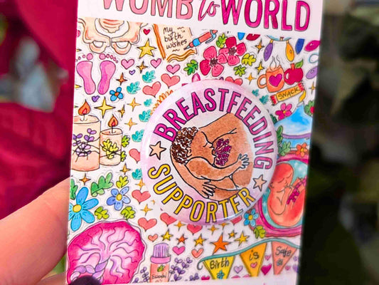 Breastfeeding Supporter Badge: Breast Anatomy Art Pin Lactation Consultant