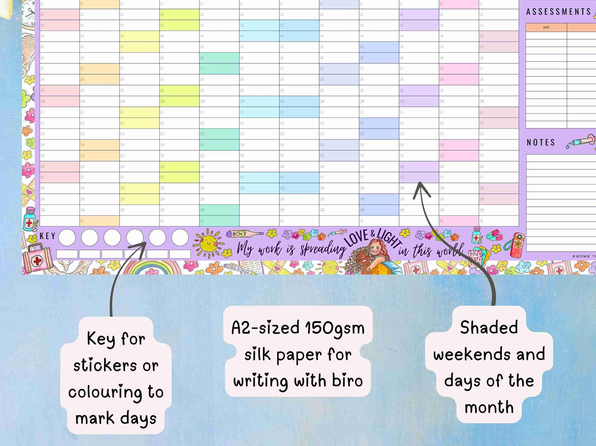 Student Nurse Academic Wall Planner September 2026/2027 A2 Nursing Calendar + Planner Stickers