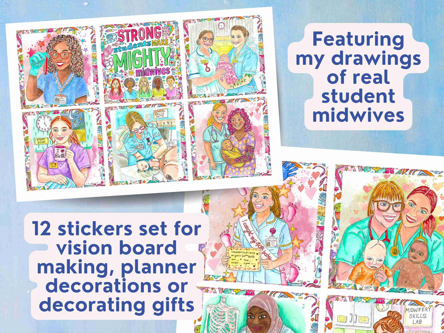 Student Midwife Stickers for Vision Board, Planner & Journal - Student Midwife Milestone Stickers