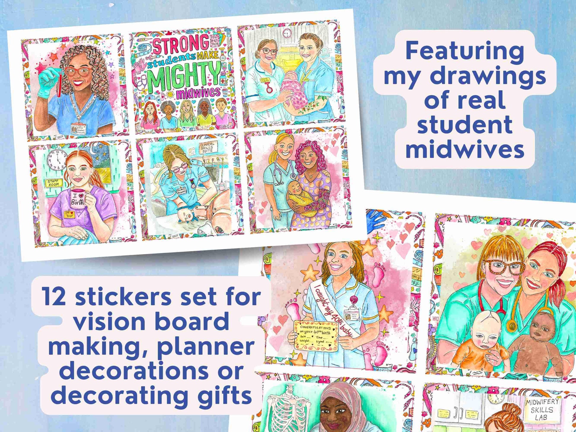 Student Midwife Stickers for Vision Board, Planner & Journal - Student Midwife Milestone Stickers