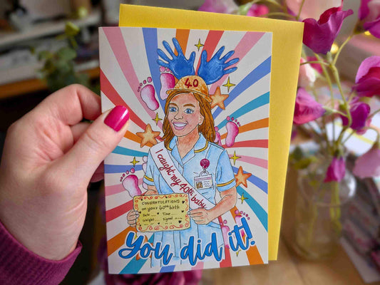 Student Midwife 40 Births Card | A6 Congratulations New Midwife Card - You Did It Graduation Midwifery Gift