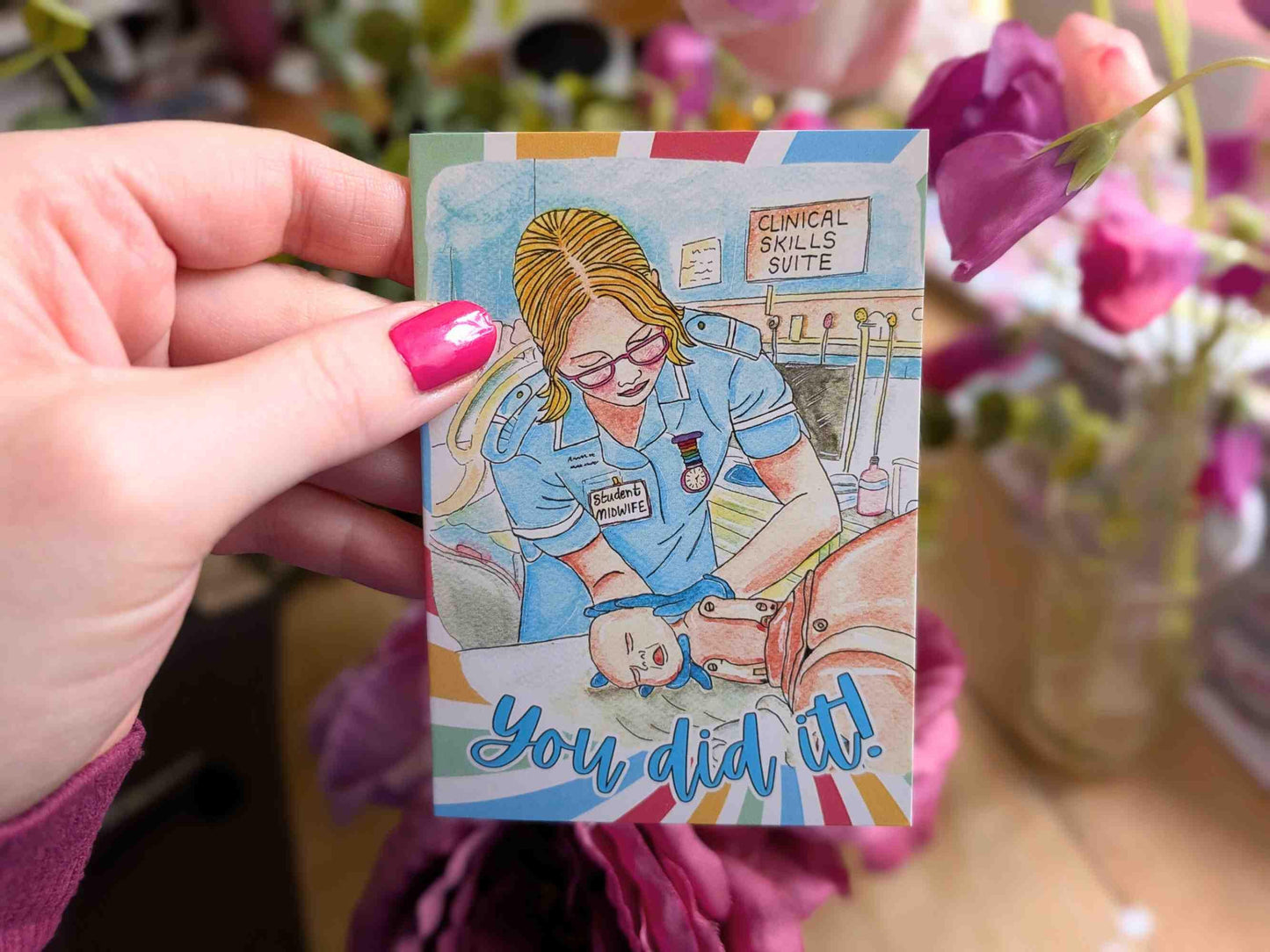 Student Midwife Mini Note Cards Set | A7 Cards for Student Midwives in your Cohort - You Did It Midwifery Cards Gift