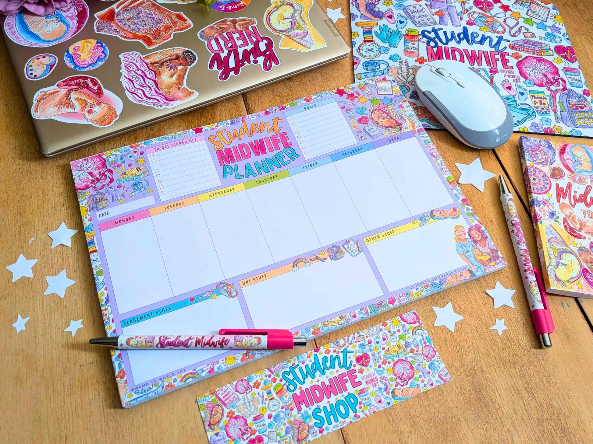 Student Midwife Desk Planner Pad: A4 Weekly Planner Notepad by Womb to World Art