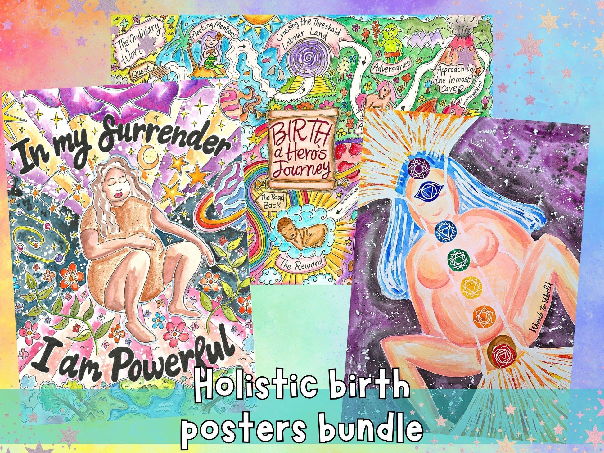 Holistic Birth Posters Bundle for Birthkeepers, Doulas, Midwives, Home Birth Affirmations Art