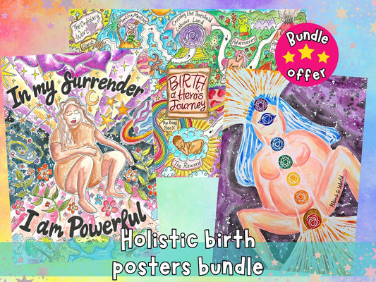 Holistic Birth Posters Bundle for Birthkeepers, Doulas, Midwives, Home Birth Affirmations Art