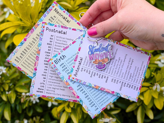 Maternity abbreviations pocket notecards for student midwives and maternity support workers