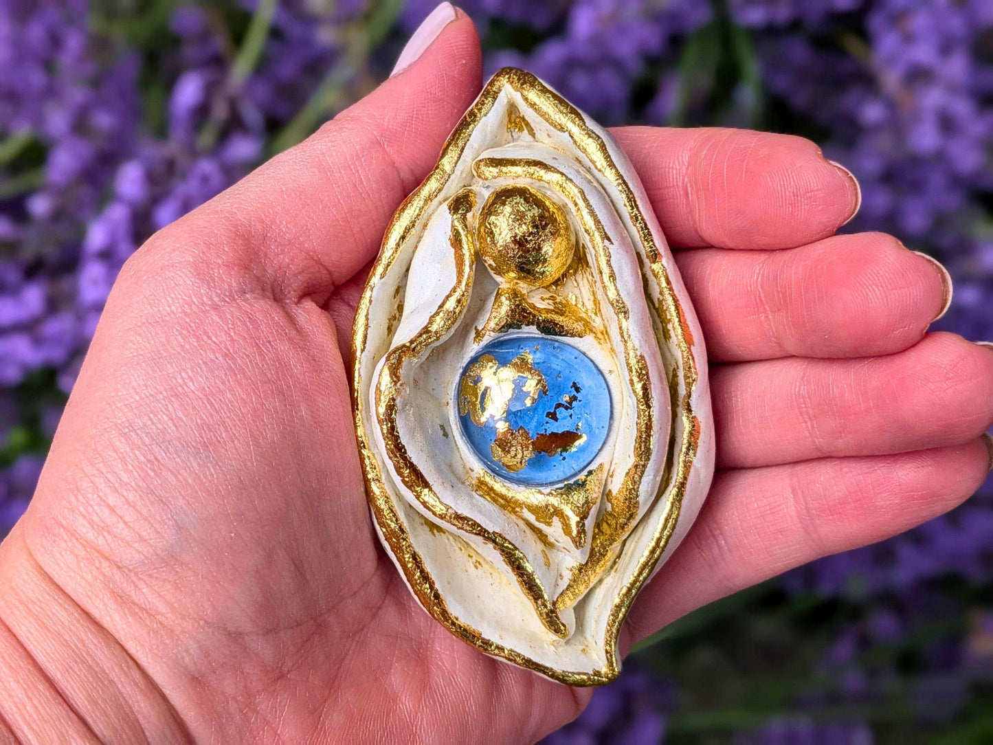 Sacred Palm Goddess "Neela" Clay Sculpture | Meditation Tool | Yoni Art, Mother Earth, Vulva Art