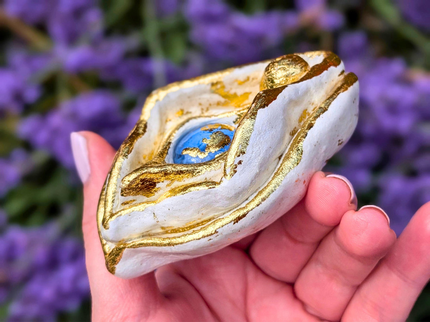 Sacred Palm Goddess "Neela" Clay Sculpture | Meditation Tool | Yoni Art, Mother Earth, Vulva Art