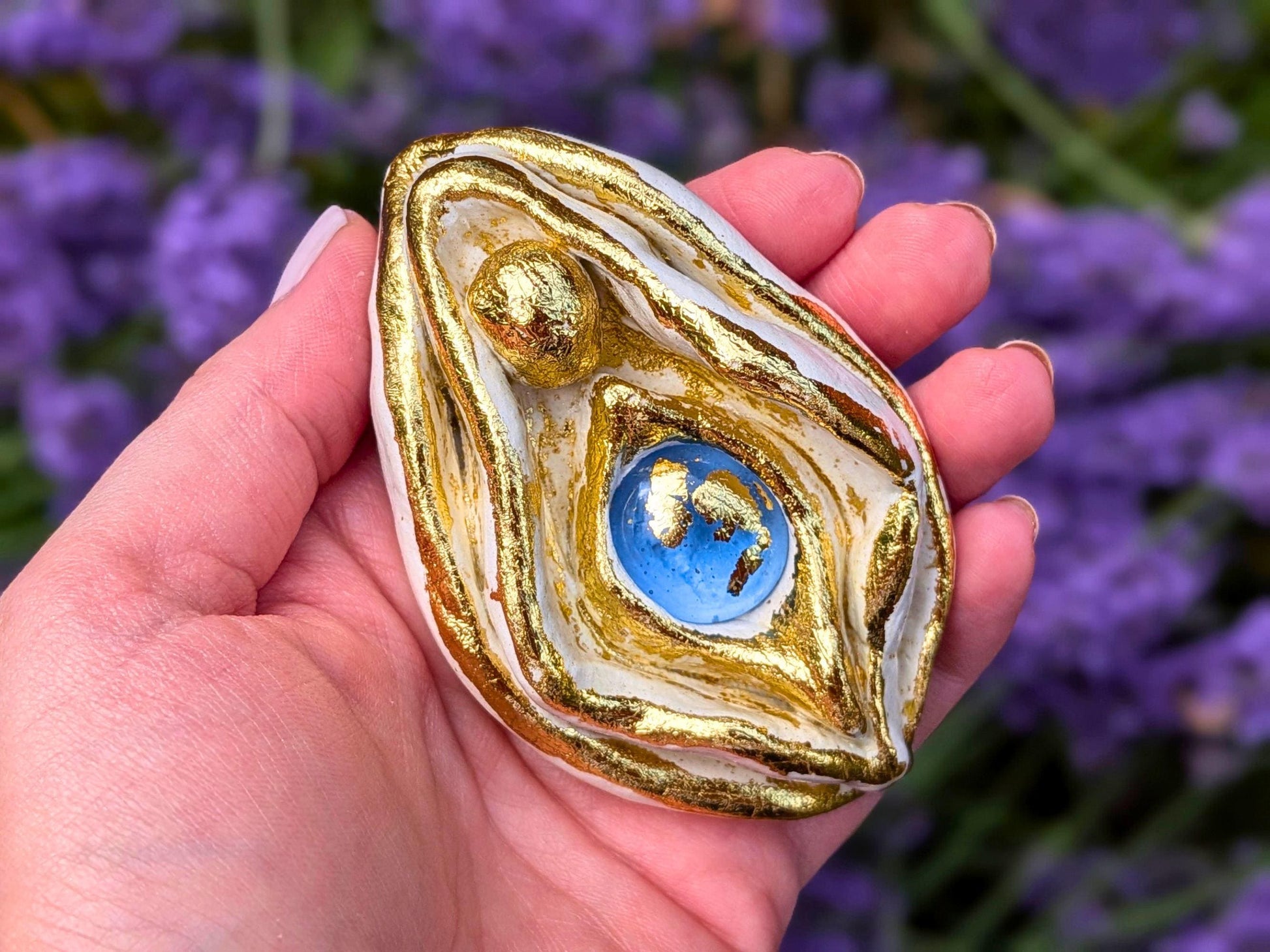 Sacred Palm Goddess "Mira" Clay Sculpture | Meditation Tool | Yoni Art, Mother Earth, Vulva Art