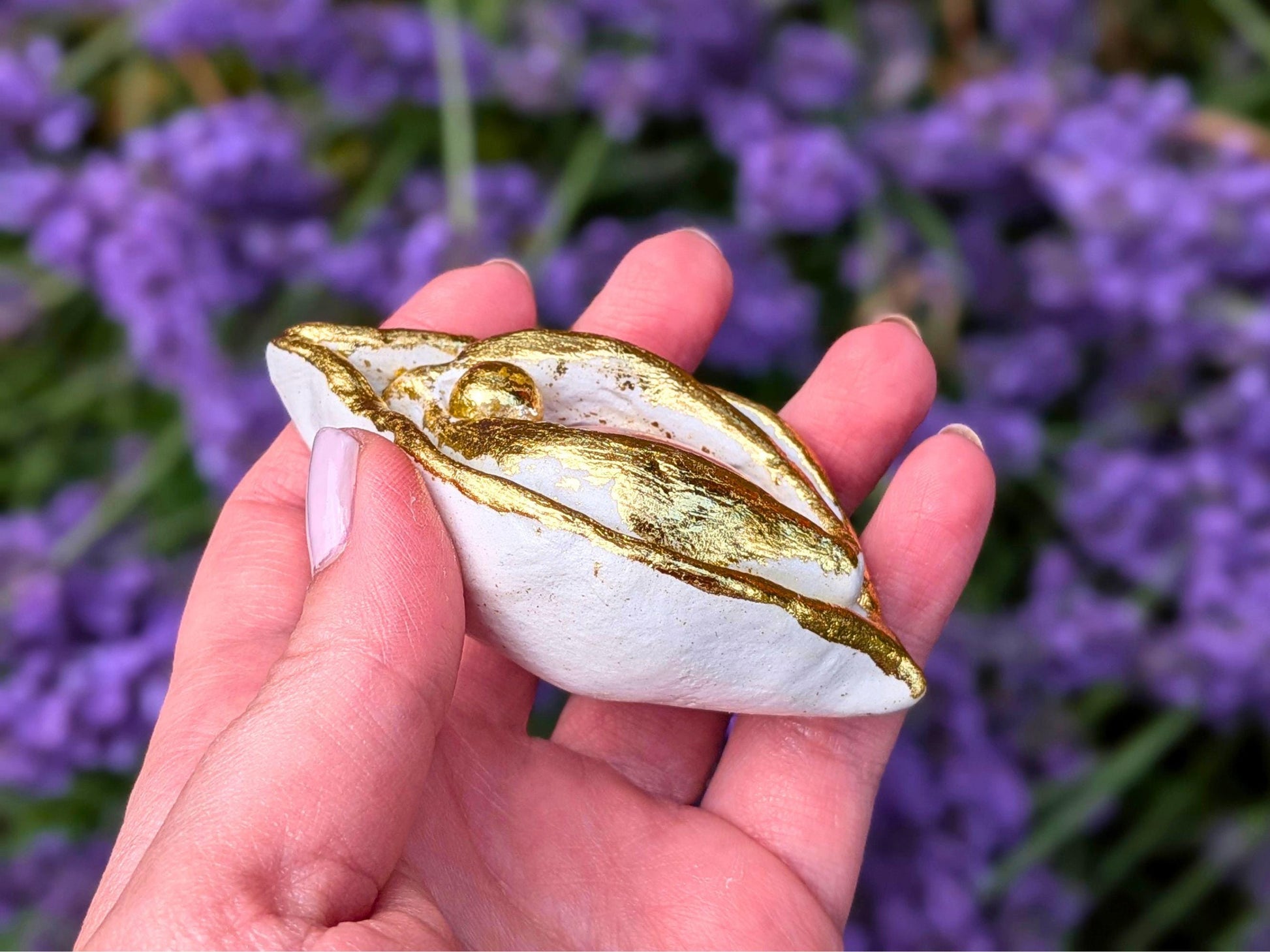 Sacred Palm Goddess "Rosie" Clay Sculpture | Meditation Tool | Yoni Art, Mother Earth, Vulva Art