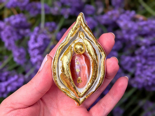 Sacred Palm Goddess "Rosie" Clay Sculpture | Meditation Tool | Yoni Art, Mother Earth, Vulva Art