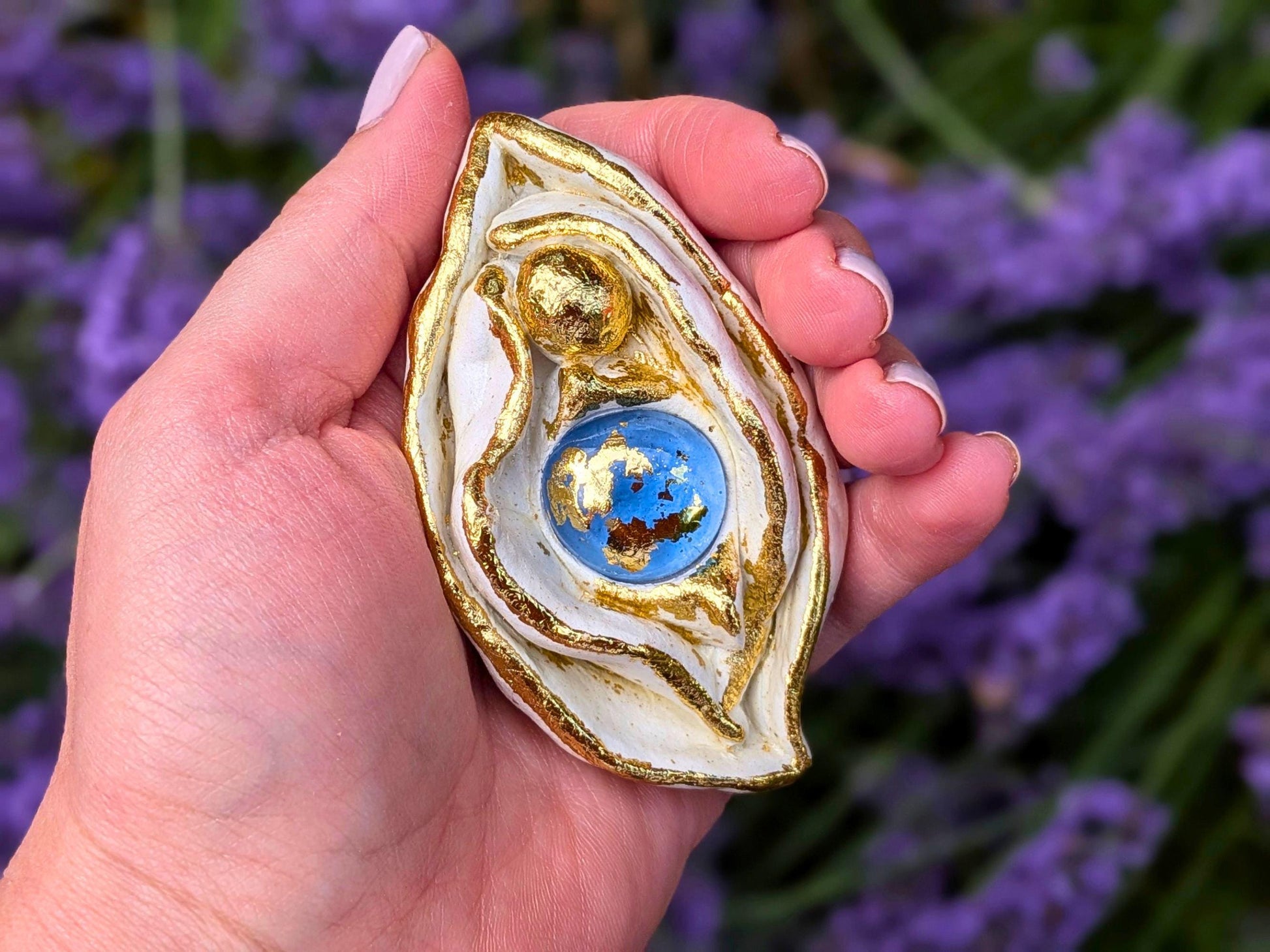 Sacred Palm Goddess "Neela" Clay Sculpture | Meditation Tool | Yoni Art, Mother Earth, Vulva Art