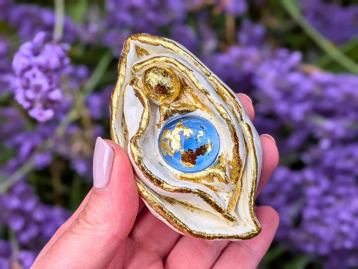 Sacred Palm Goddess "Neela" Clay Sculpture | Meditation Tool | Yoni Art, Mother Earth, Vulva Art