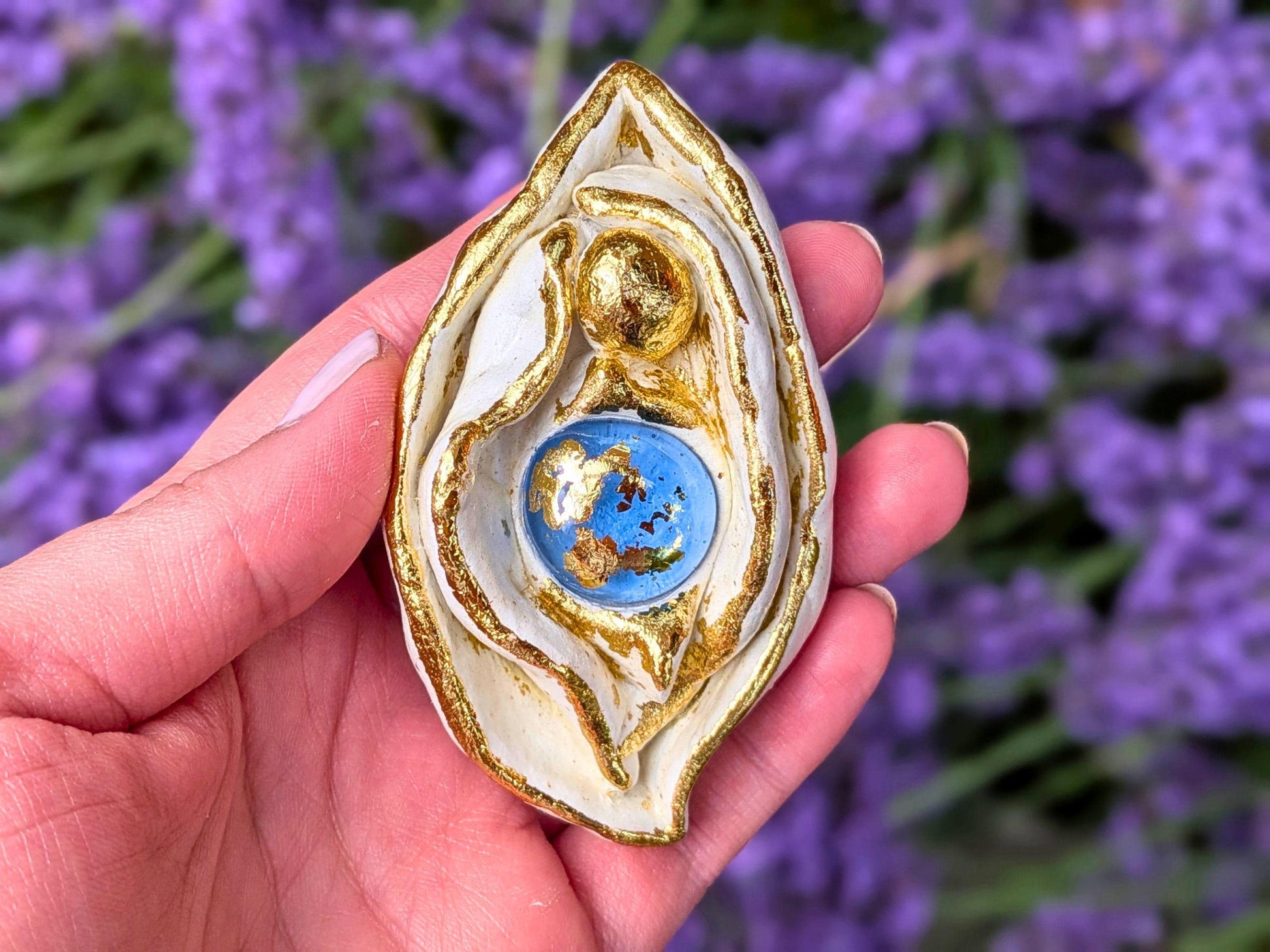 Sacred Palm Goddess "Neela" Clay Sculpture | Meditation Tool | Yoni Art, Mother Earth, Vulva Art