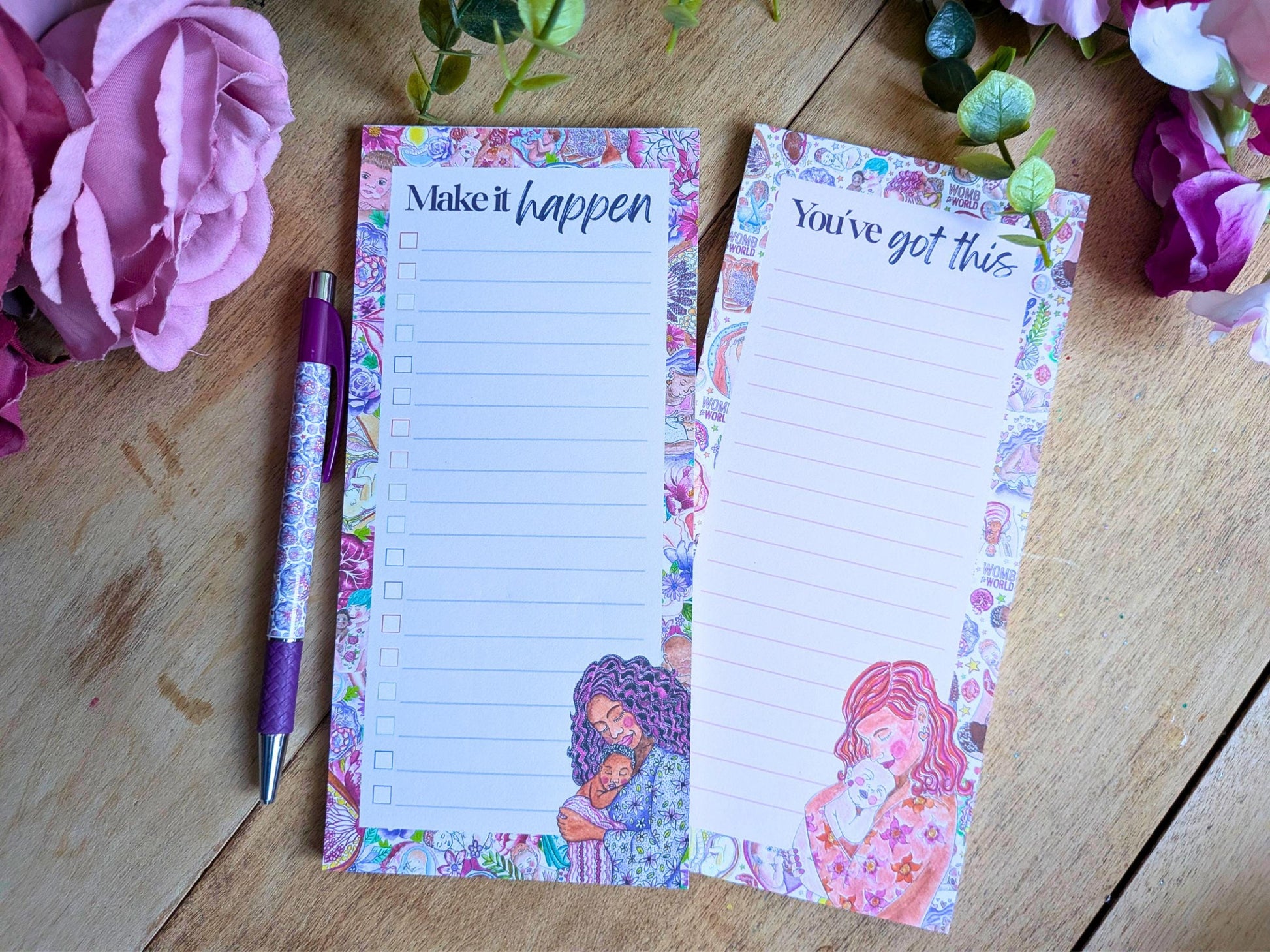 Birth Art Notepads Set: To Do Lists and Notes for Doula, Birthworkers, Breastfeeding and Midwives
