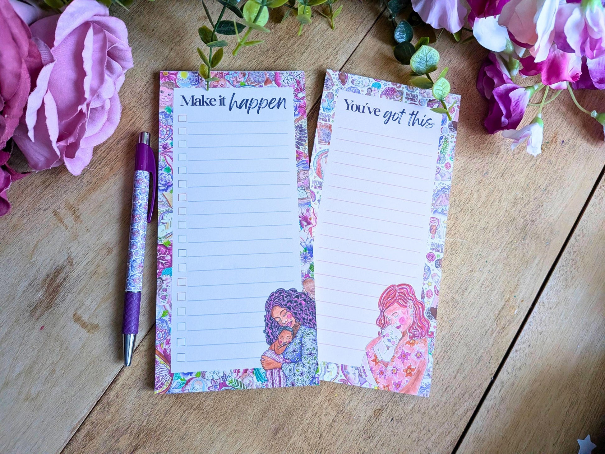 Birth Art Notepads Set: To Do Lists and Notes for Doula, Birthworkers, Breastfeeding and Midwives