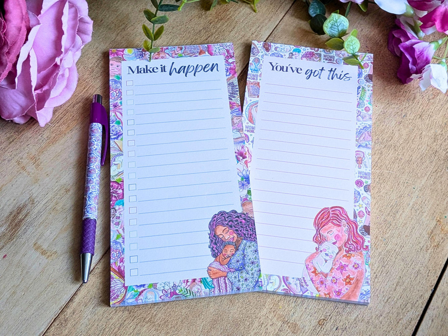 Birth Art Notepads Set: To Do Lists and Notes for Doula, Birthworkers, Breastfeeding and Midwives