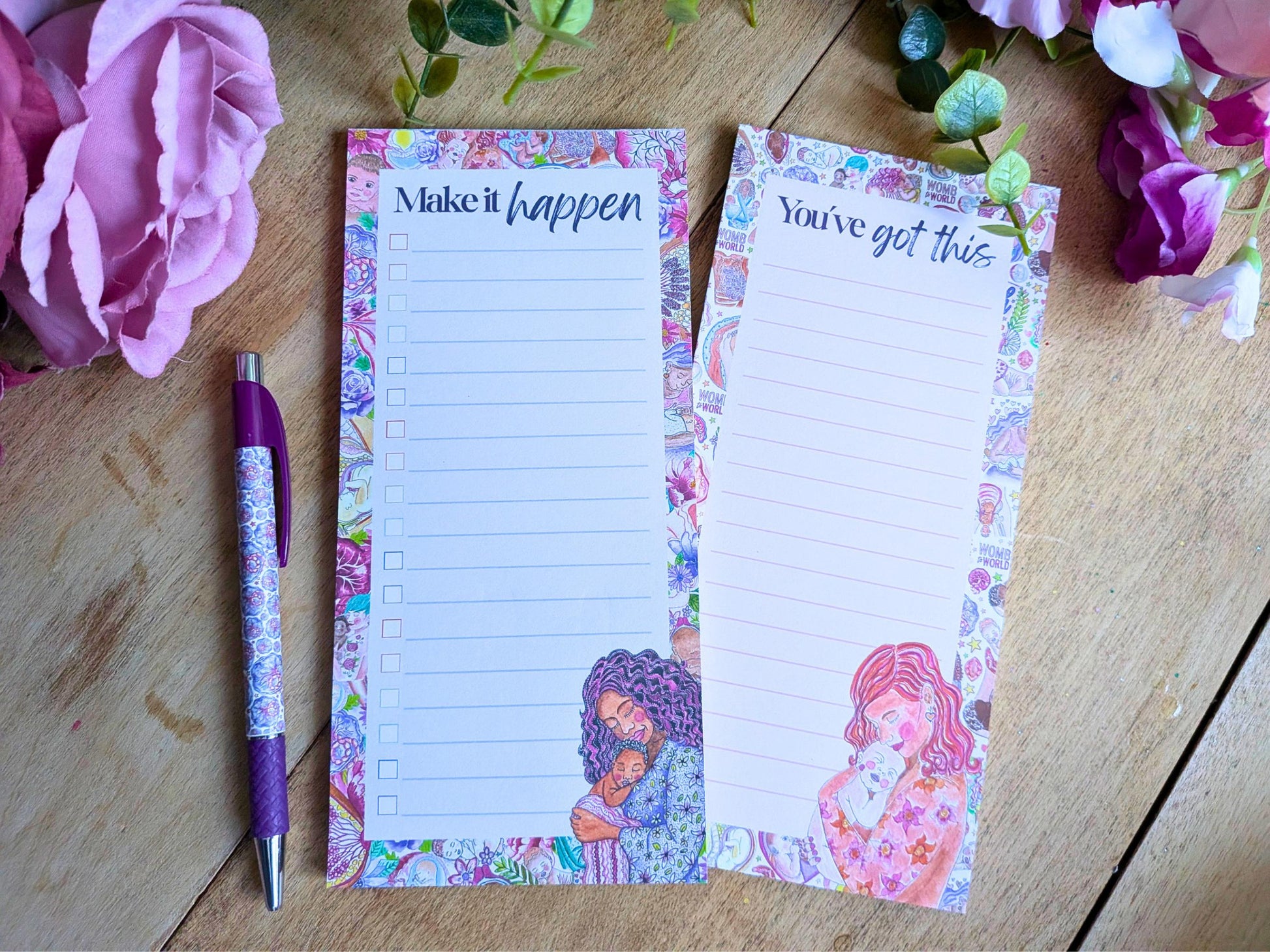 Birth Art Notepads Set: To Do Lists and Notes for Doula, Birthworkers, Breastfeeding and Midwives