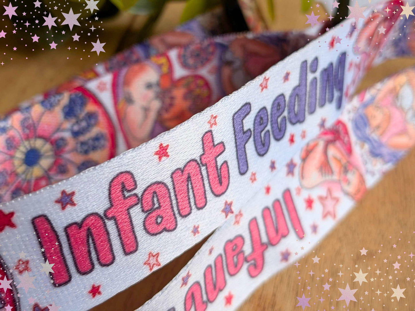 Infant Feeding Lanyard: Breastfeeding Art ID Card Holder, Infant Feeding Midwife Gift, Key Fob Lanyard