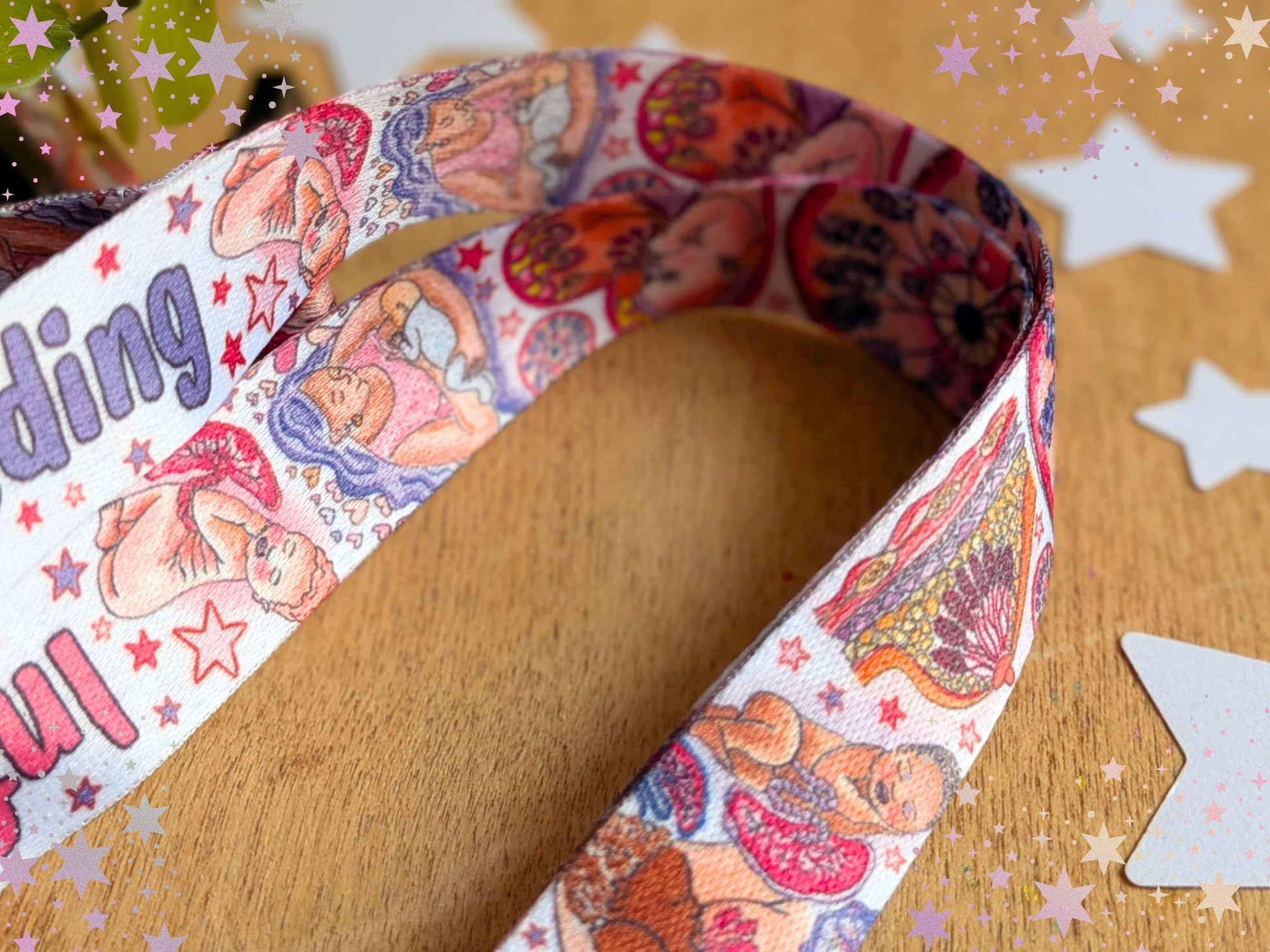 Infant Feeding Lanyard: Breastfeeding Art ID Card Holder, Infant Feeding Midwife Gift, Key Fob Lanyard
