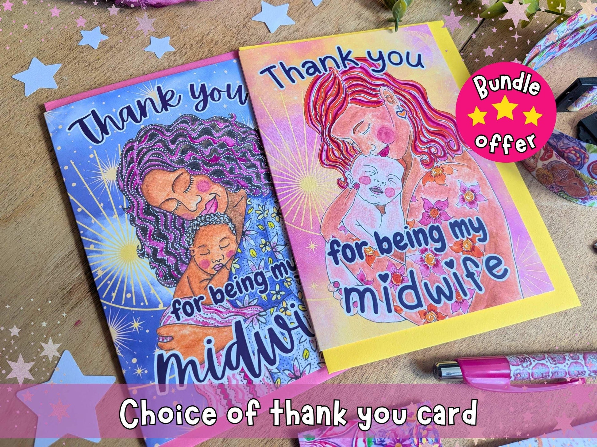 Midwife Thank You Gift Set | Birth Art Journal, Card, Placenta Pen & Prints