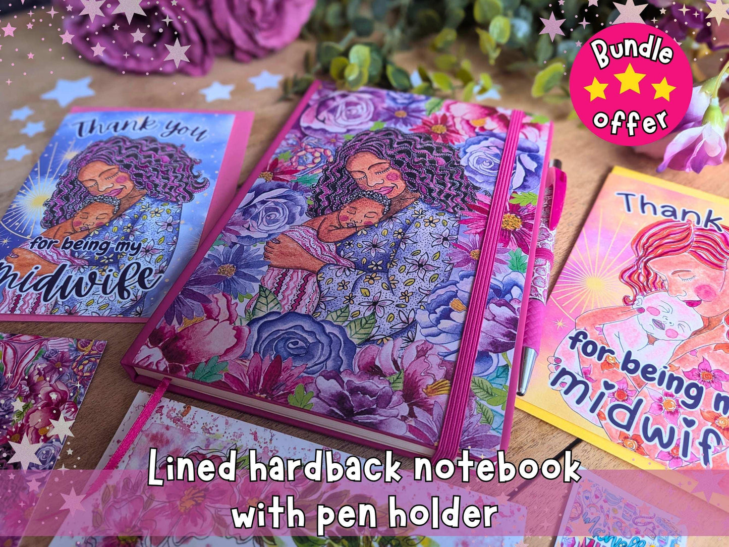Midwife Thank You Gift Set | Birth Art Journal, Card, Placenta Pen & Prints