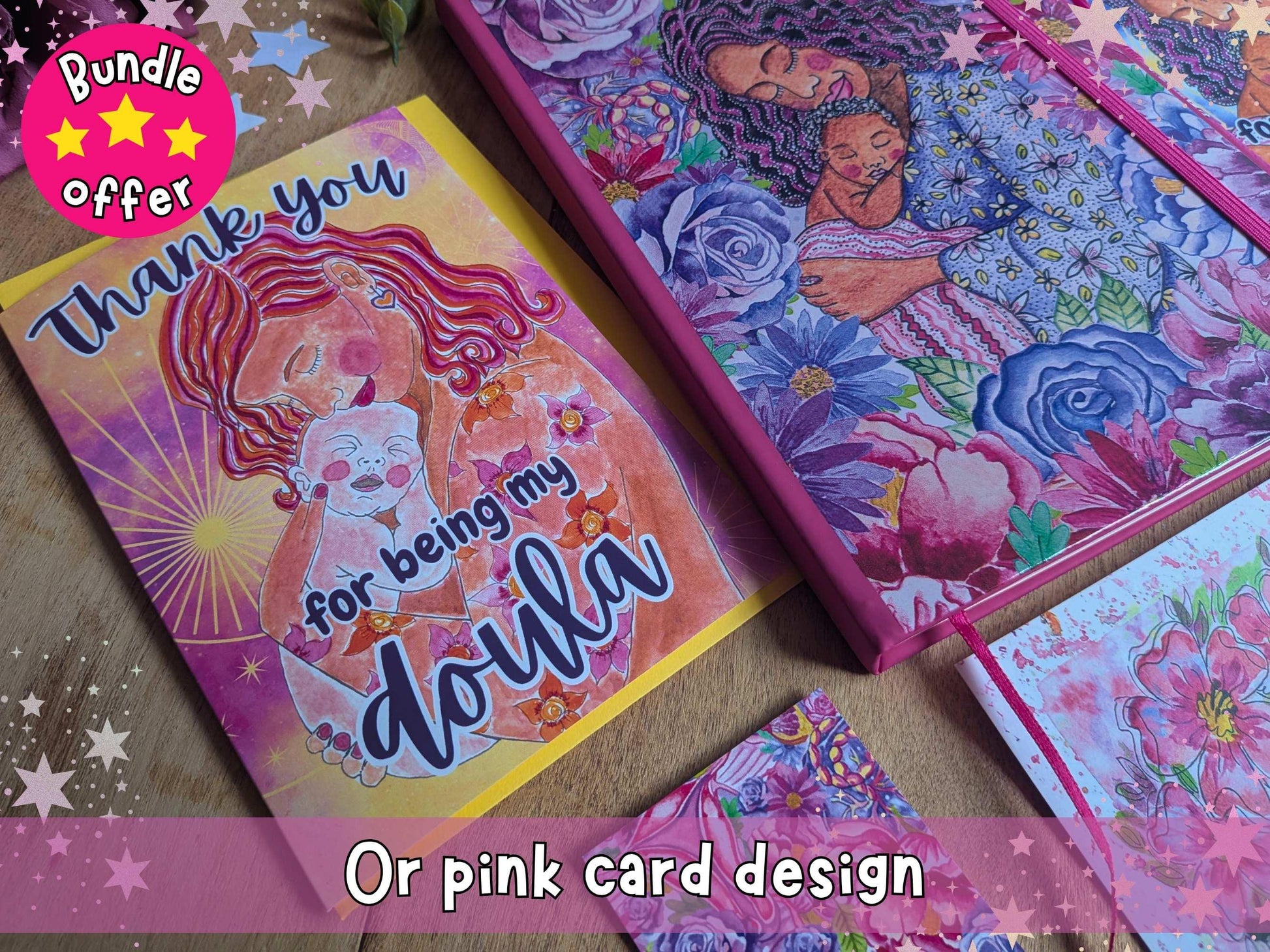 Doula Thank You Gift Set | Birth Art Journal, Card, Placenta Pen & Prints