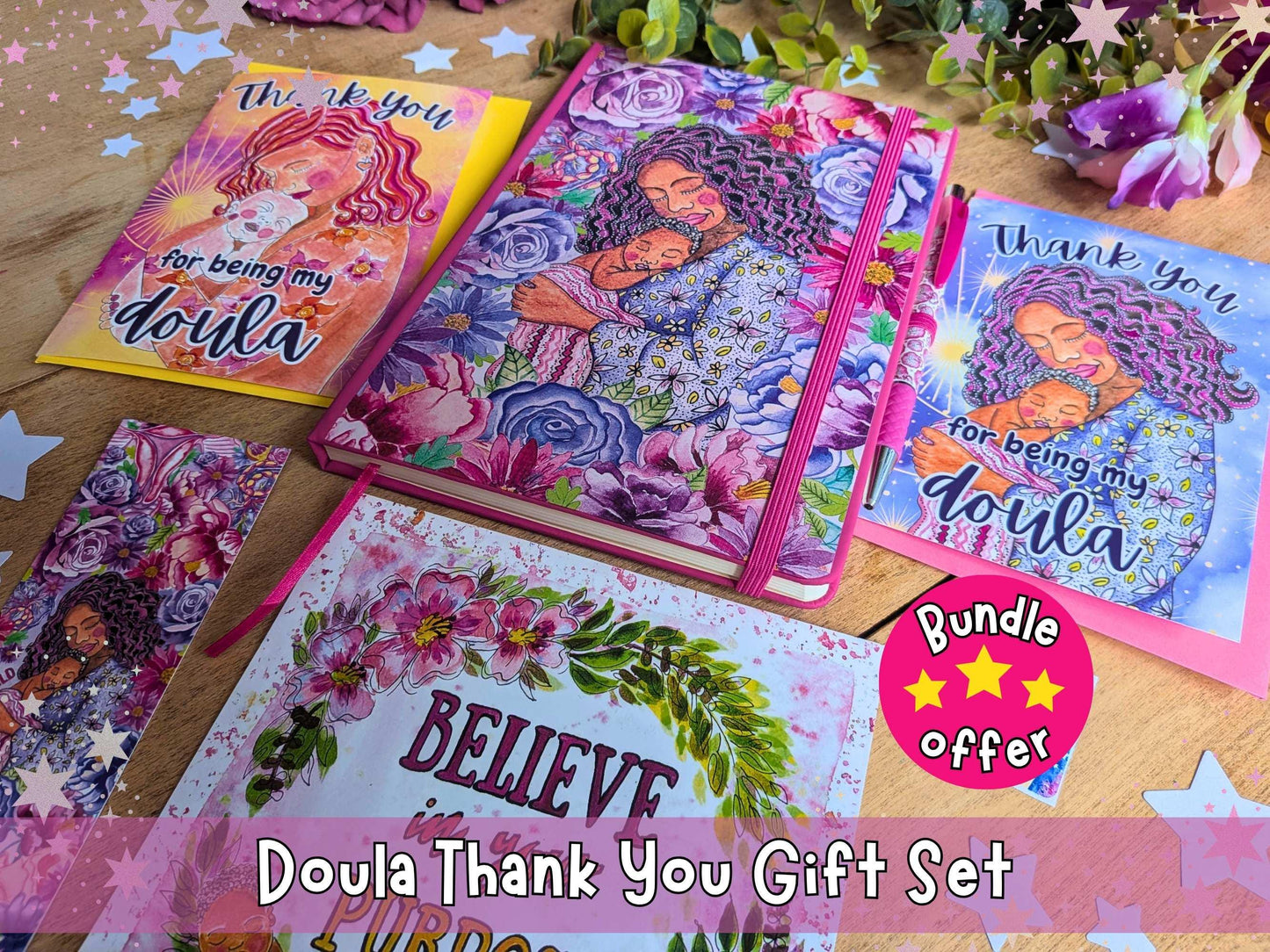 Doula Thank You Gift Set | Birth Art Journal, Card, Placenta Pen & Prints