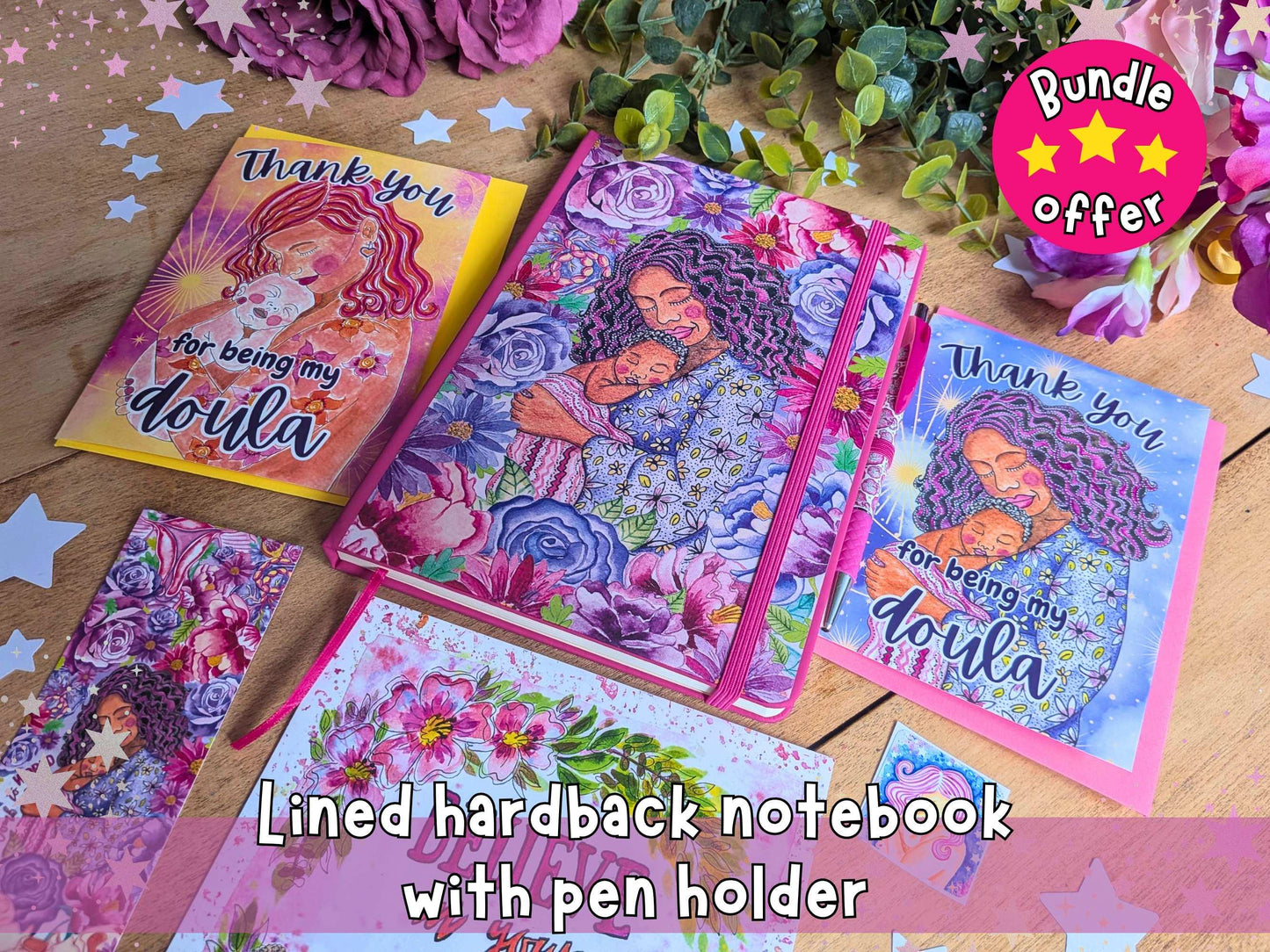 Doula Thank You Gift Set | Birth Art Journal, Card, Placenta Pen & Prints