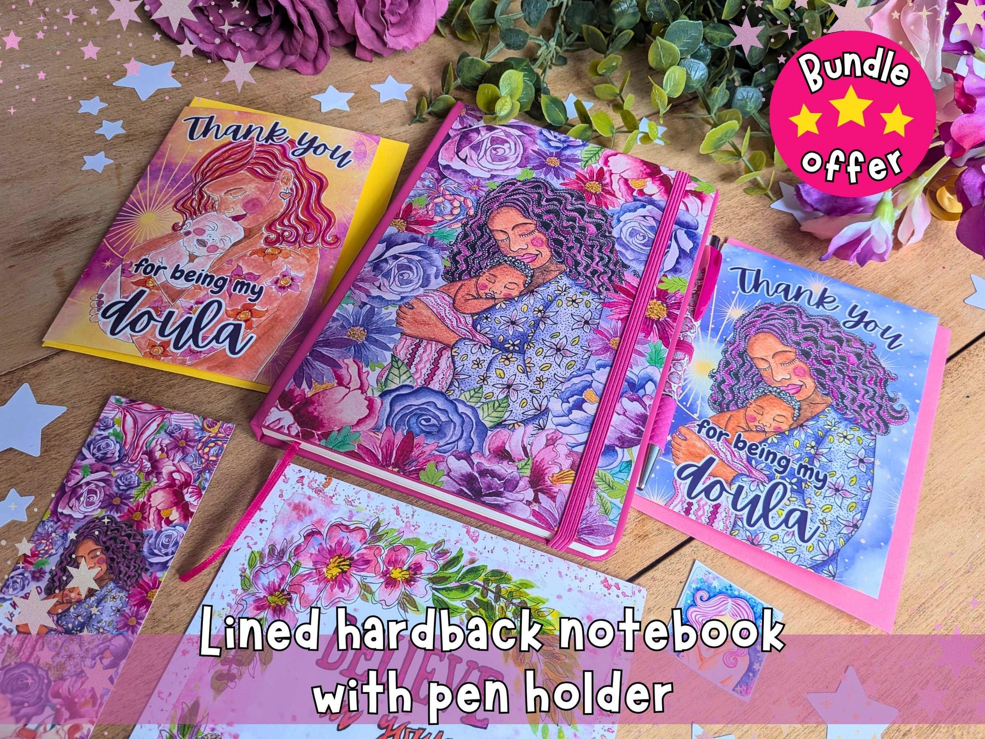 Doula Thank You Gift Set | Birth Art Journal, Card, Placenta Pen & Prints