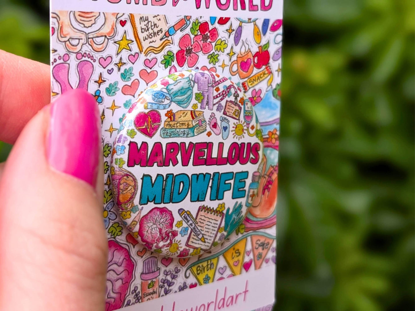 Marvellous Midwife Badge: Metal Button Pin - New Midwife Gift