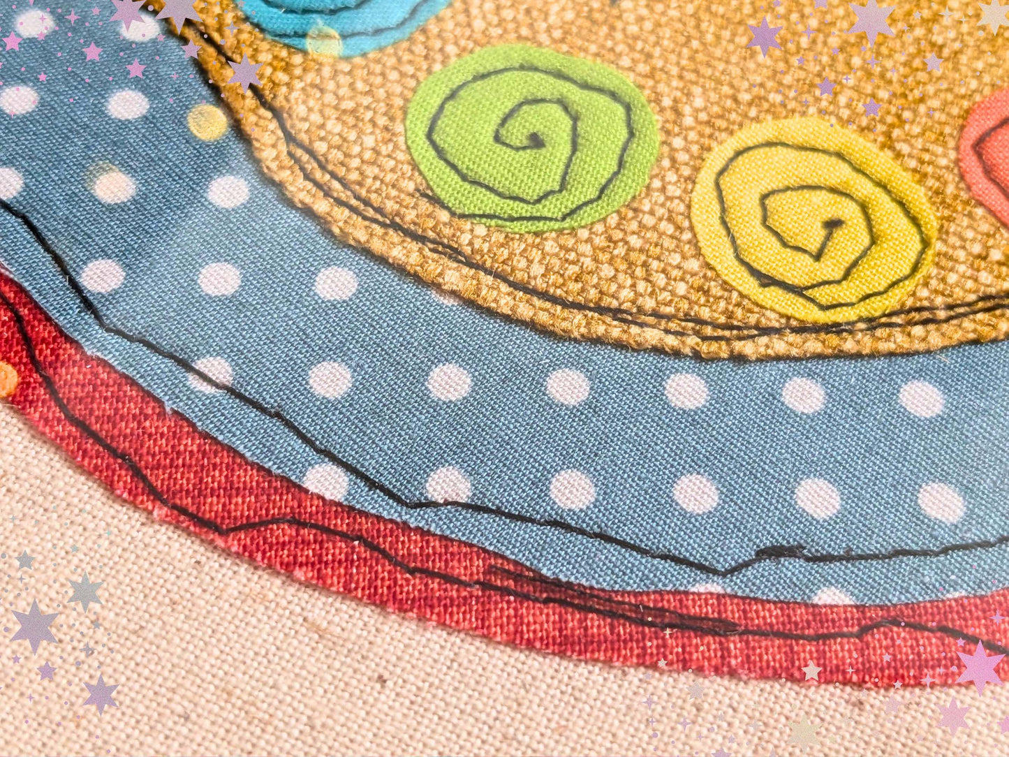 Baby in the Womb Embroidery Applique Art, Chakras in Pregnancy Framed