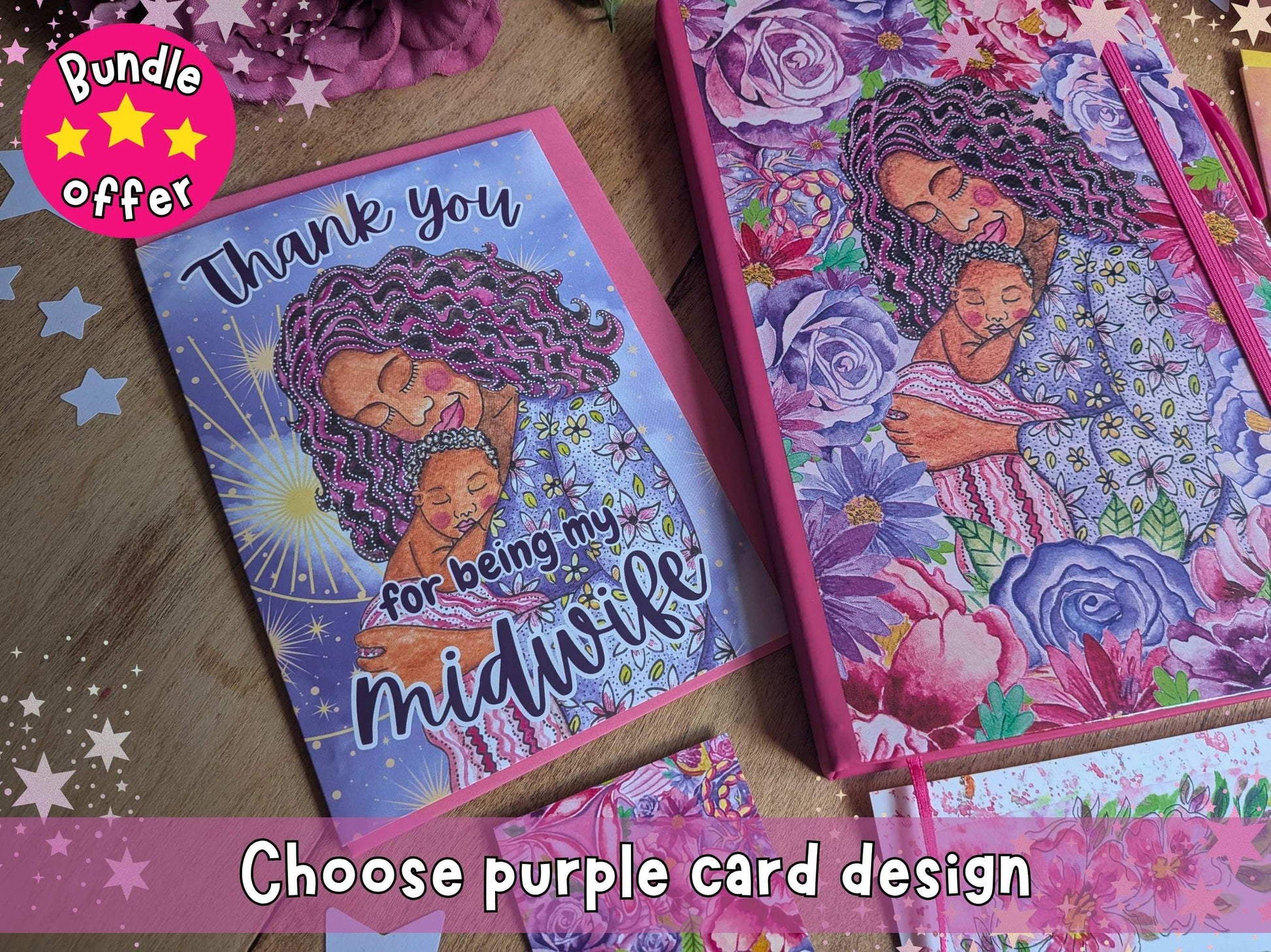 Midwife Thank You Gift Set | Birth Art Lanyard, Card, Placenta Pen & Prints