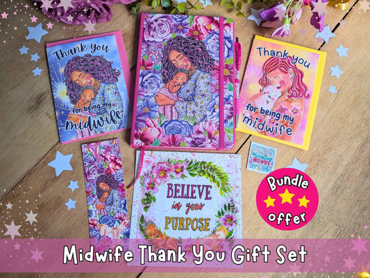 Midwife Thank You Gift Set | Birth Art Journal, Card, Placenta Pen & Prints