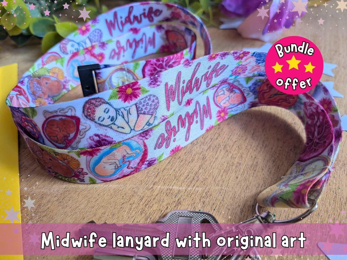 Midwife Thank You Gift Set | Birth Art Lanyard, Card, Placenta Pen & Prints