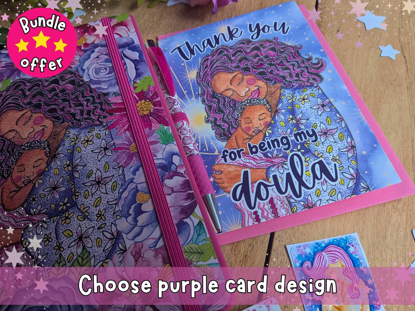 Doula Thank You Gift Set | Birth Art Journal, Card, Placenta Pen & Prints