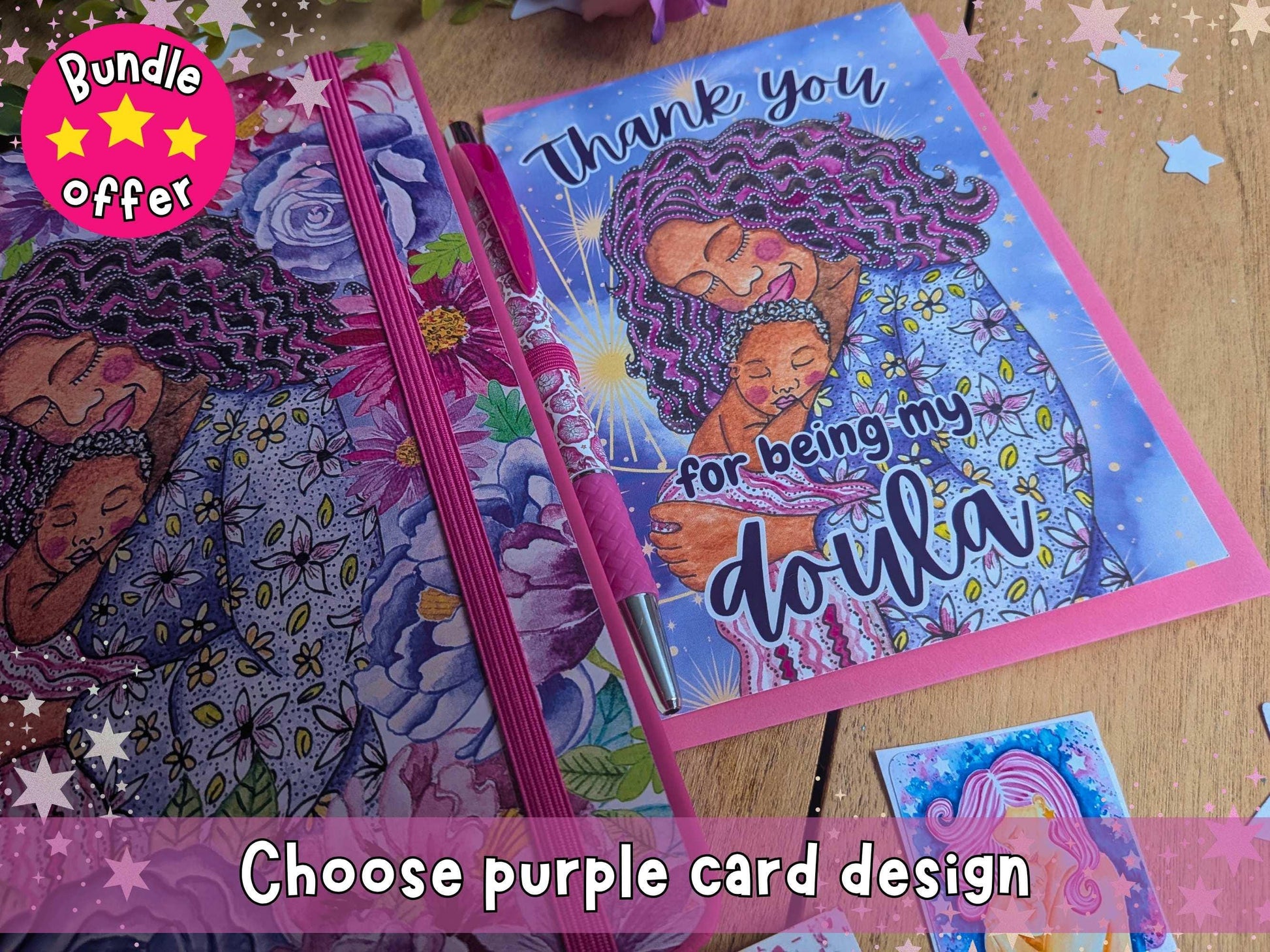 Doula Thank You Gift Set | Birth Art Journal, Card, Placenta Pen & Prints