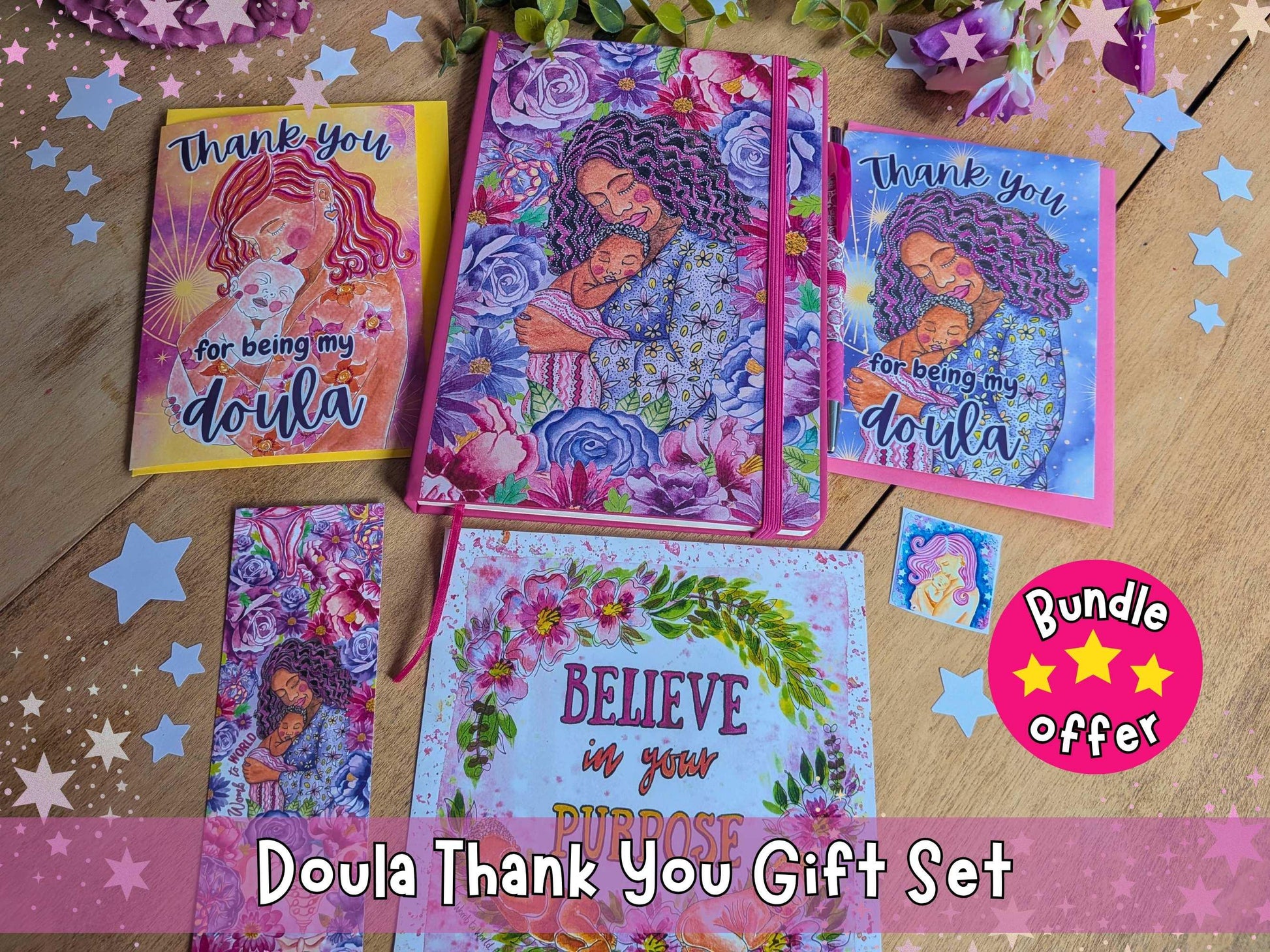 Doula Thank You Gift Set | Birth Art Journal, Card, Placenta Pen & Prints