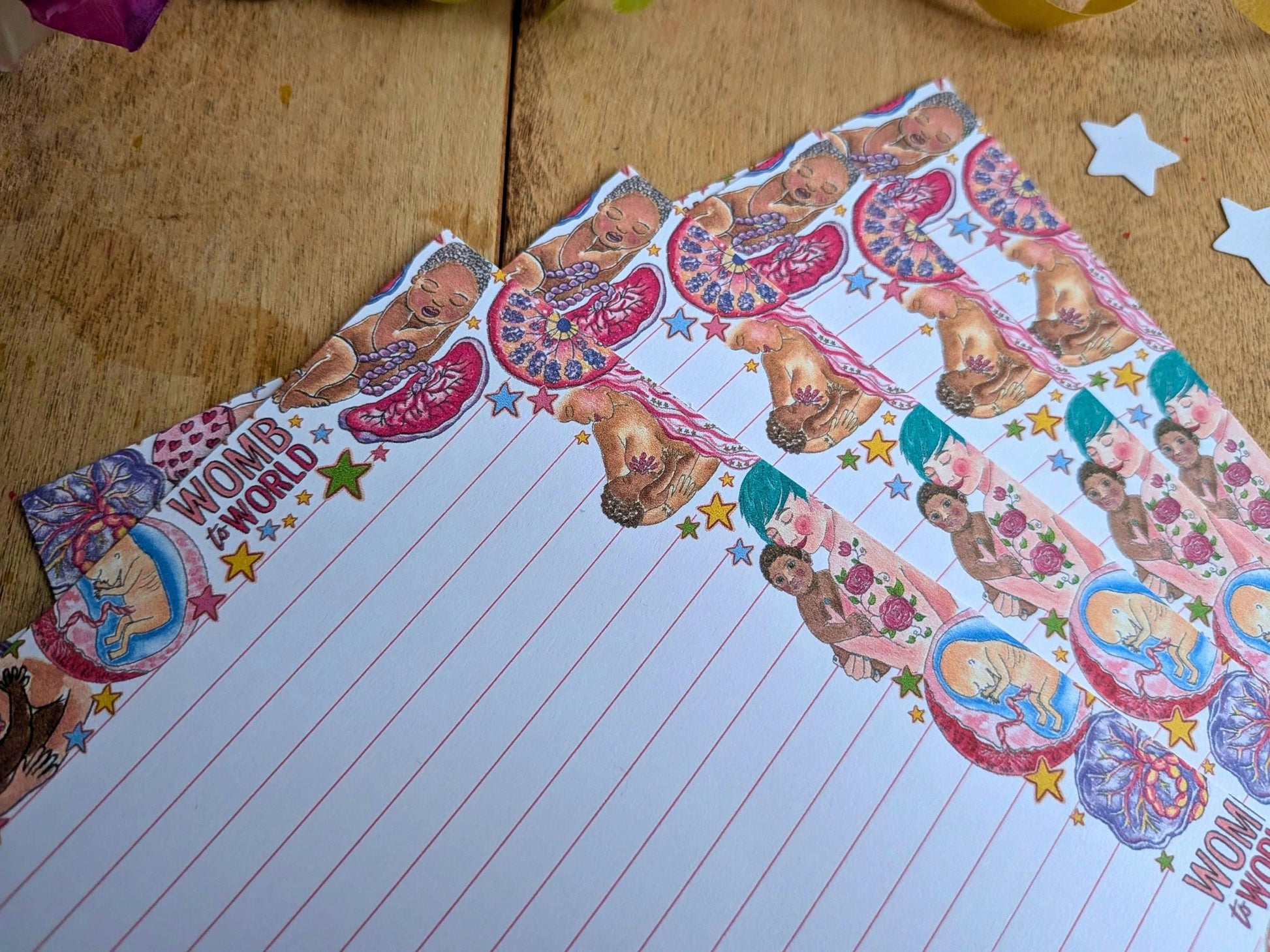 Doula Letter Writing Set - 10 Letter Kit with Envelopes and Baby Seal Stickers, for Birth Stories