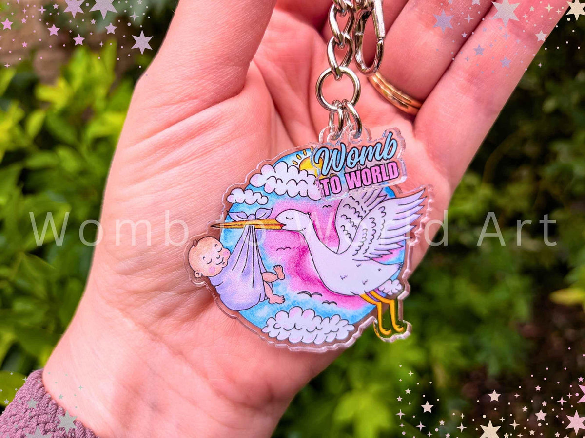 Stork Delivery Keychain