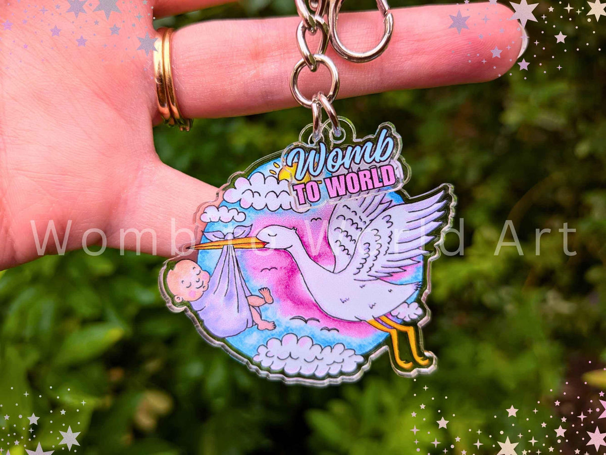 Stork Delivery Keychain