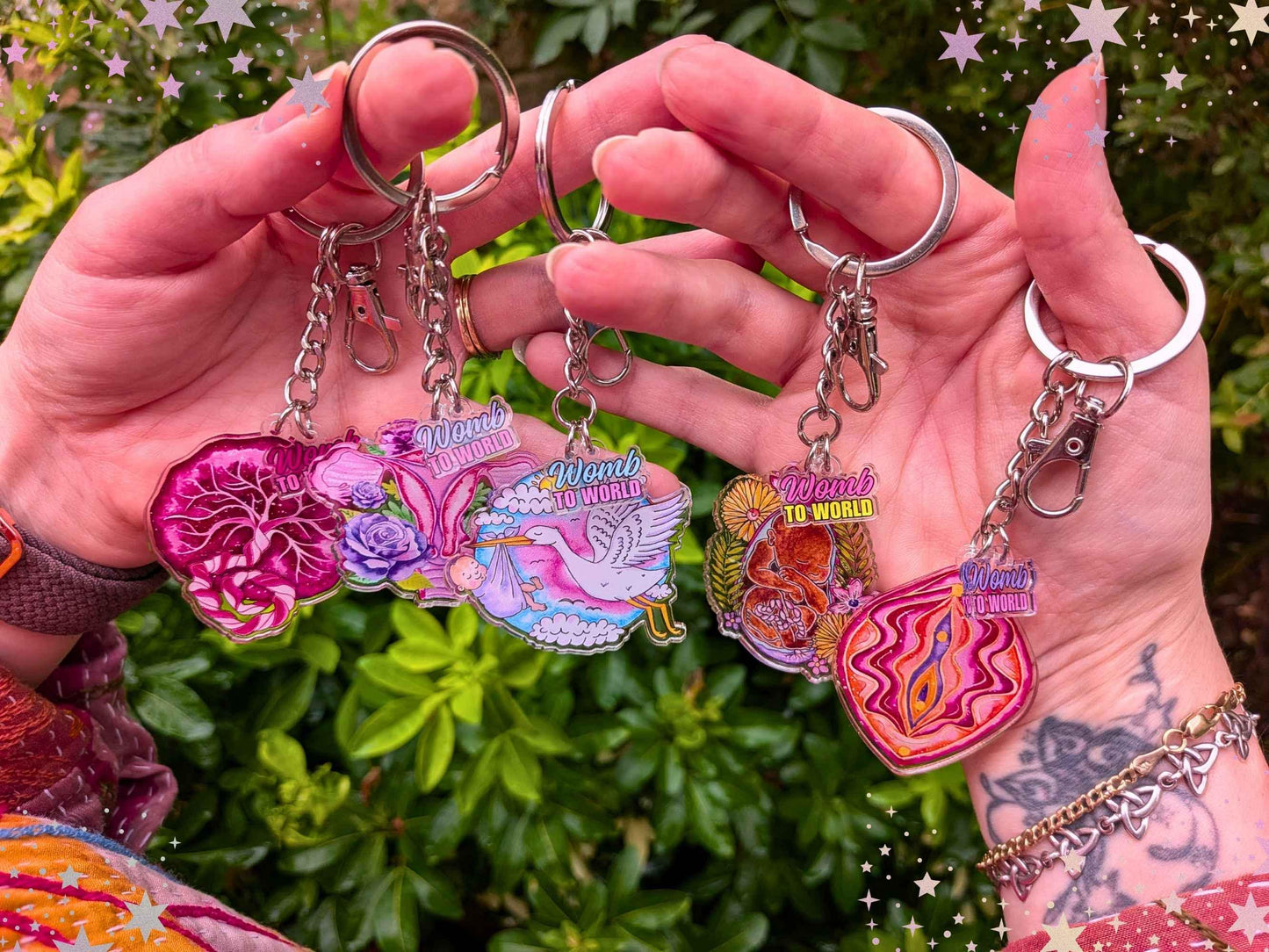 Baby in the Womb Keyring: Keychain for Midwife Doula Gift, Pregnancy Art Bag Charm