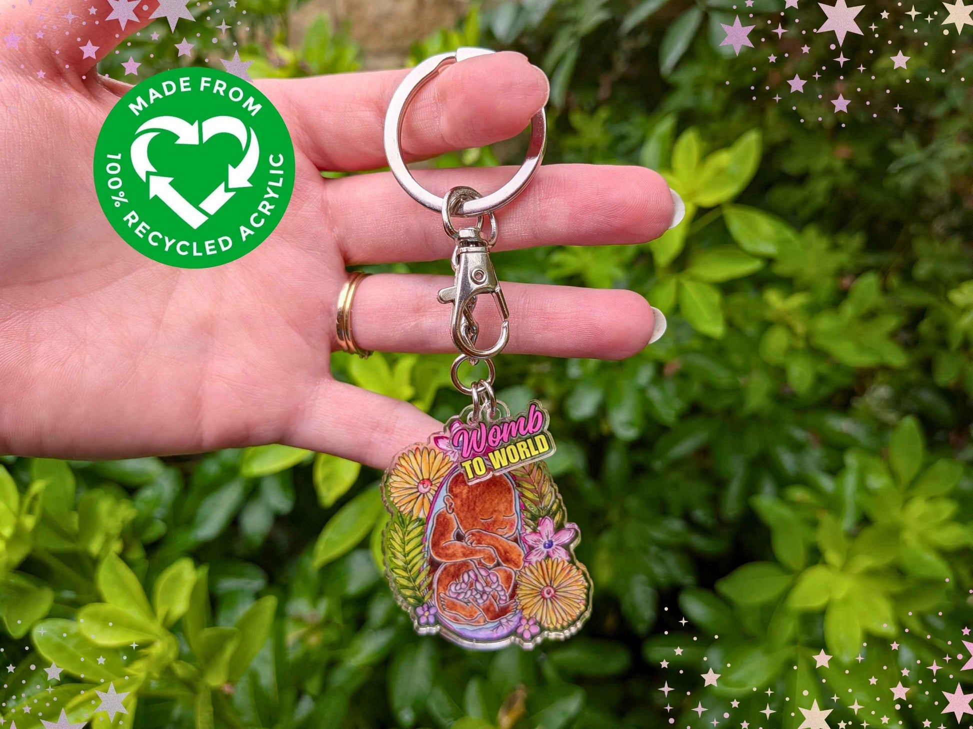 Baby in the Womb Keyring: Keychain for Midwife Doula Gift, Pregnancy Art Bag Charm