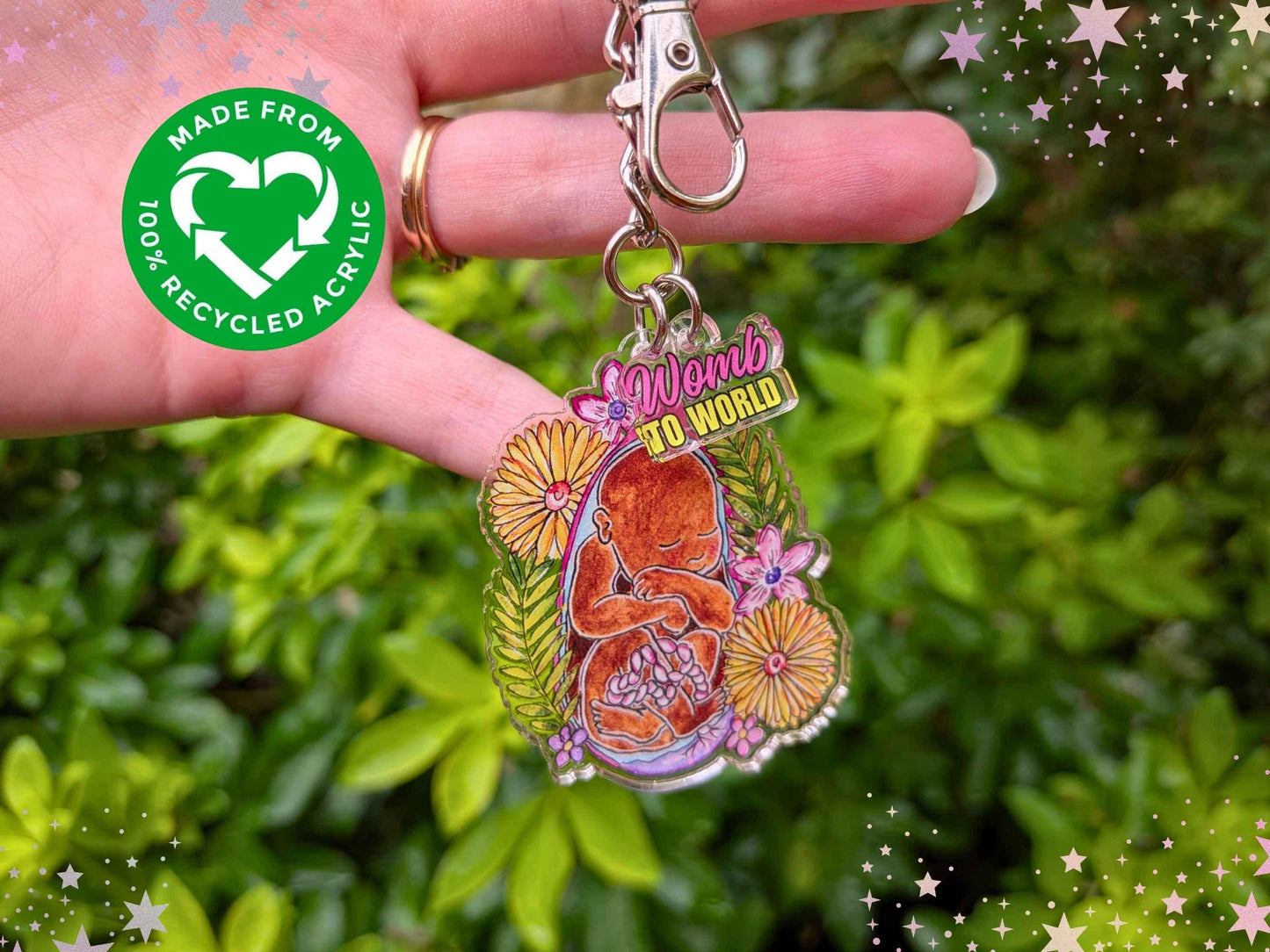 Baby in the Womb Keyring: Keychain for Midwife Doula Gift, Pregnancy Art Bag Charm