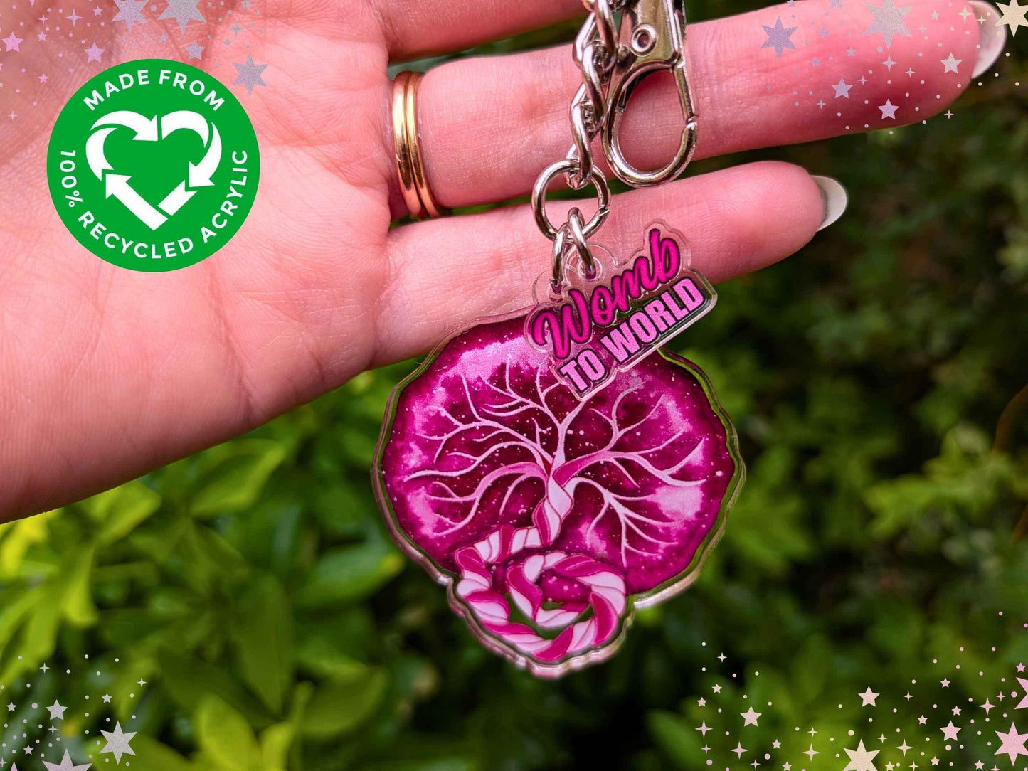 Placenta Keyring: Birth Art Keychain for Midwife and Doula Bag Charm