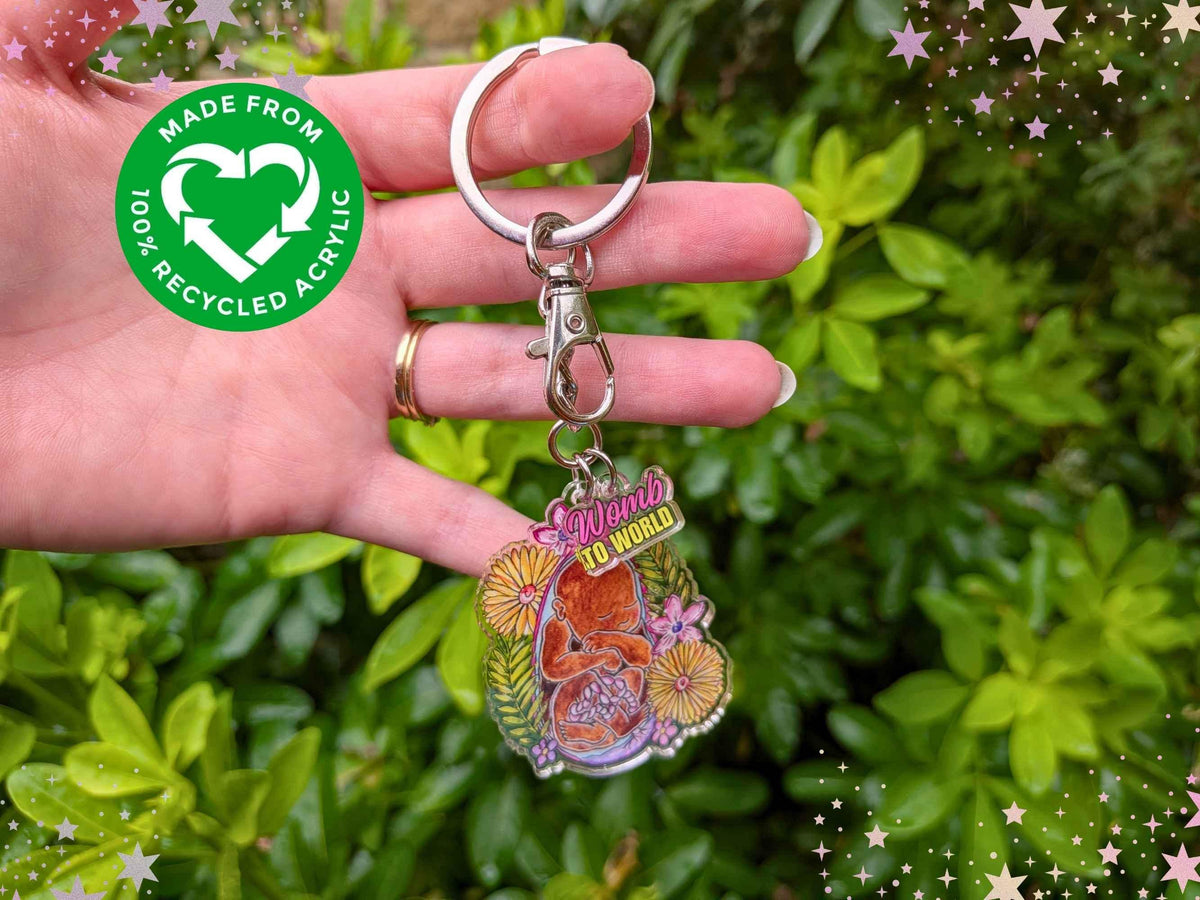 Baby in the Womb Art Midwife Keyring