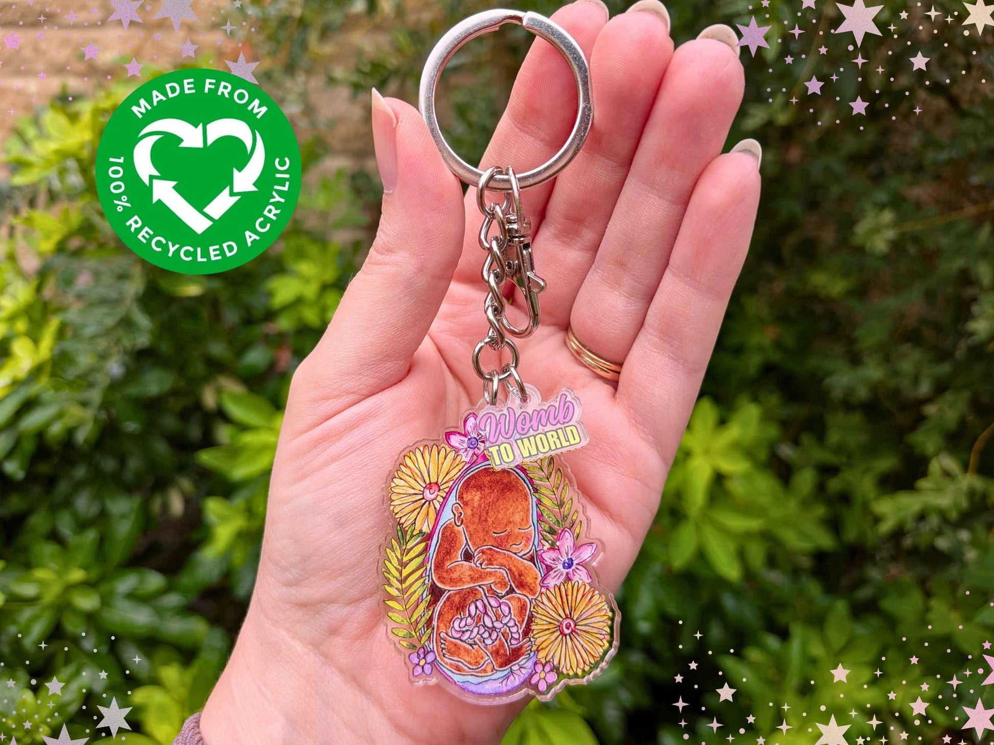 Baby in the Womb Keyring: Keychain for Midwife Doula Gift, Pregnancy Art Bag Charm